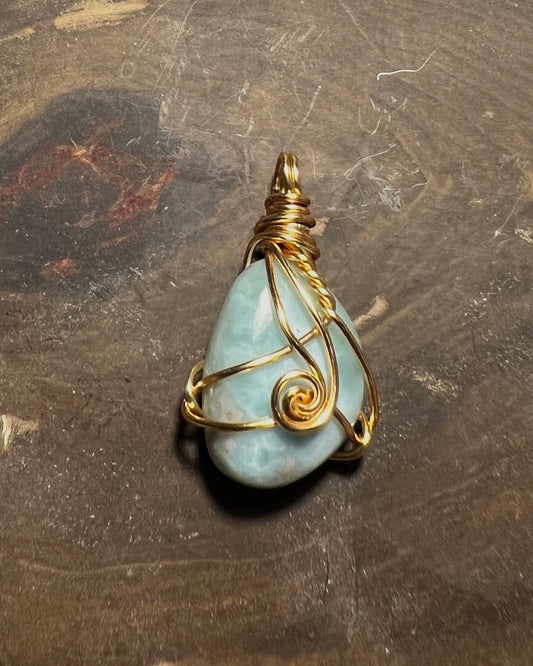 Larimar Pendant with optional Necklace or Chord